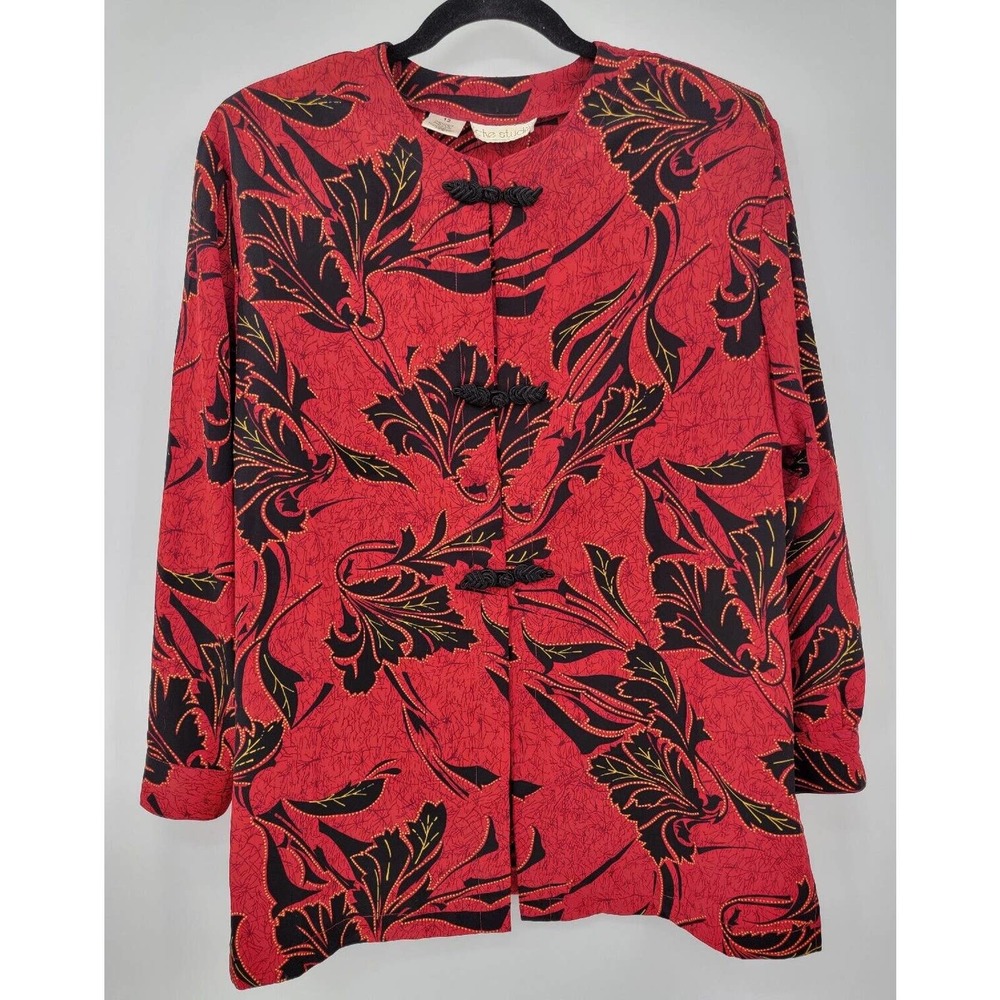 VTG CHE Studio Women's 12 Frog Closure Button Up Long Sleeve Blouse Jacket